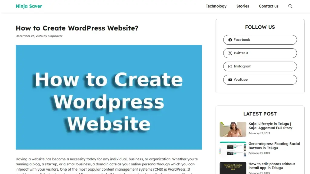 create wordpress website step by step